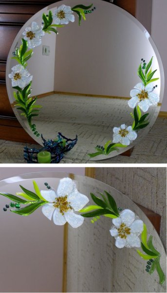 Украшение зеркала к весне