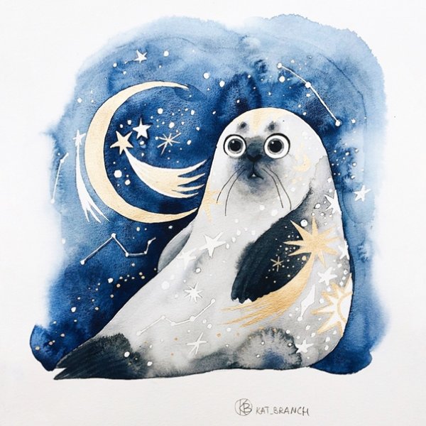 Нерпа гуашью