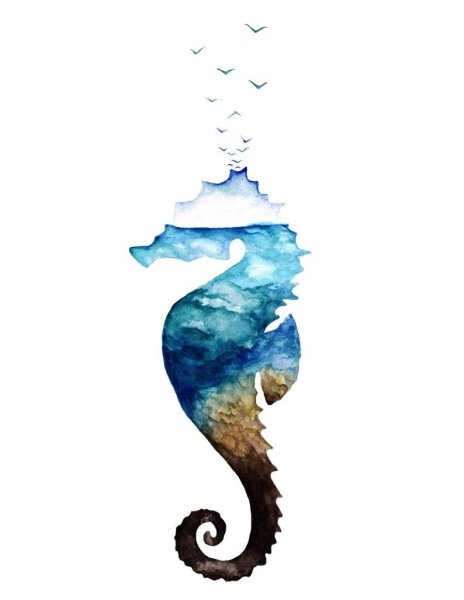 Морской конёк стилизация рыба стилизация