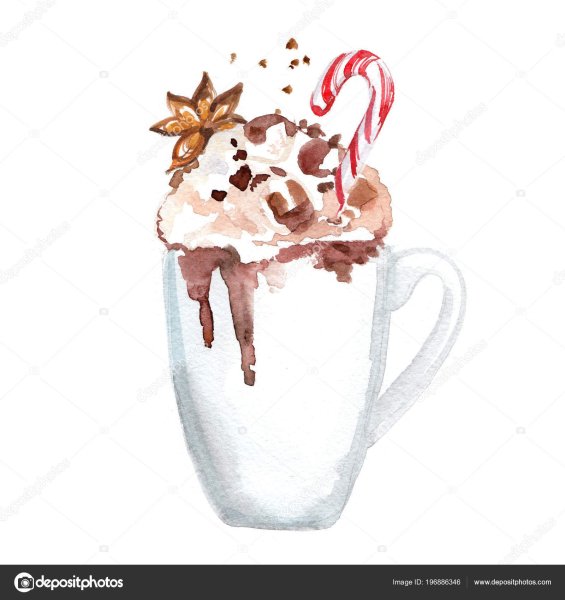 Новогоднее какао акварелью