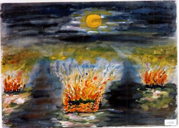 Взрыв нарисованный гуашью