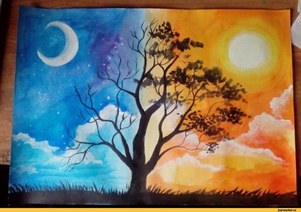 Лунный пейзаж акрилом