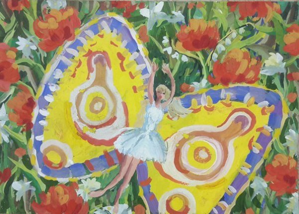 Дюймовочка гуашью