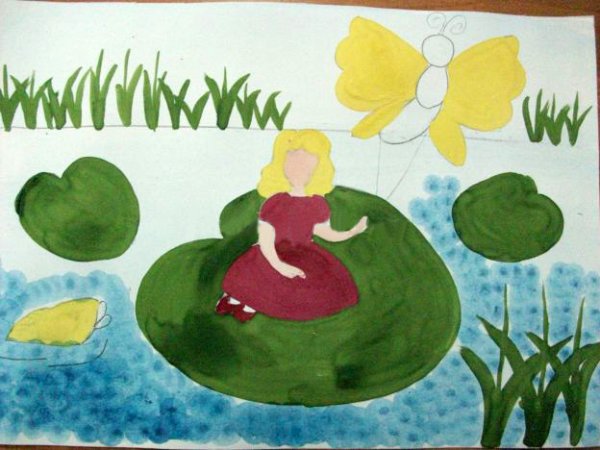 Рисунки фломастерами Дюймовочка