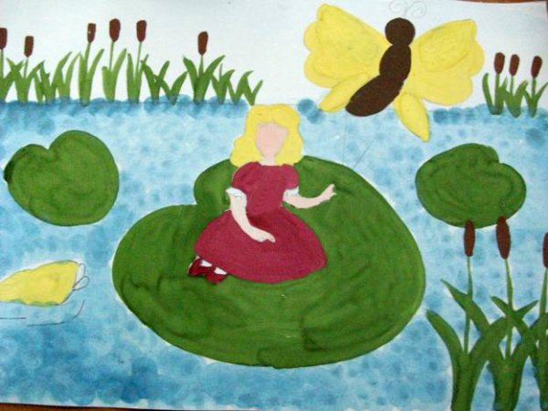 Дюймовочка рисунки детей красками