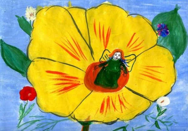 Дюймовочка спит рисунок для детей