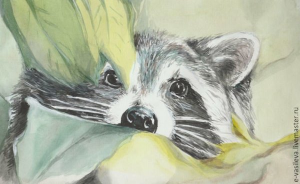 Енотик художник акварель