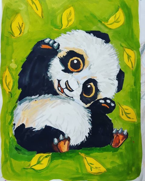 Панда гуашью