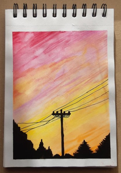 Рисунок заката в скетчбуке