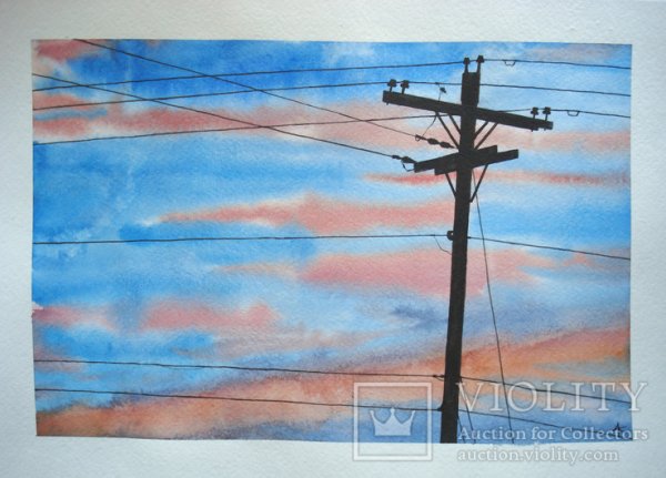 Рисунок акварелью провода