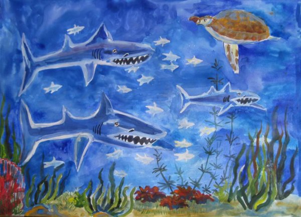 Рисунки на тему Морское дно акула