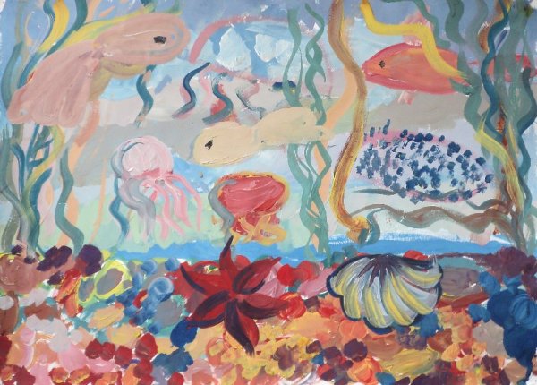 Подводный мир гуашью