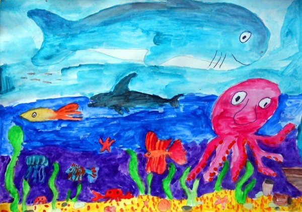 Рисование подводный мир