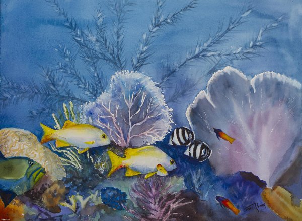 Рисование акварелью подводный мир