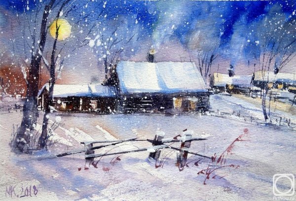 Рисование зимний пейзаж