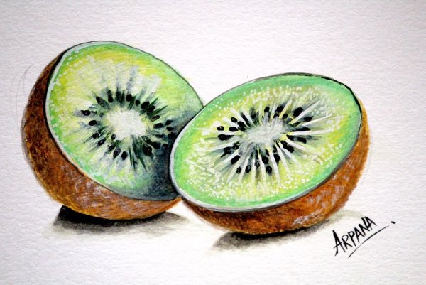 Экзотические фрукты акварелью