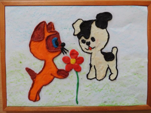 Рисунки пластилином на бумаге