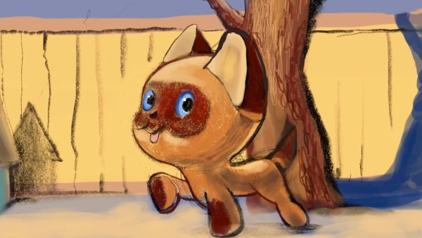 Котенок Гав в животике