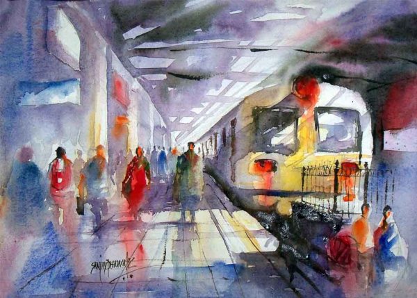 Композиция в поезде живопись