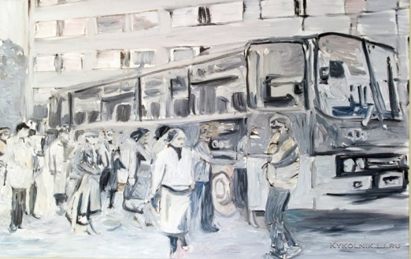 Композиция люди на остановке