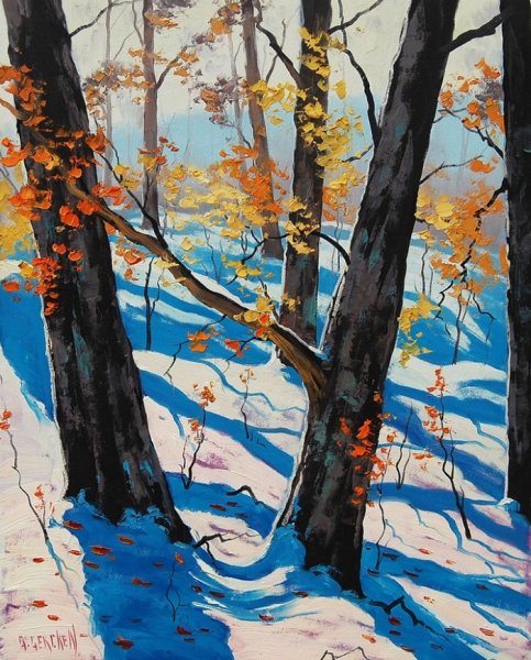 Поздняя осень пейзаж поэтапное рисование для детей