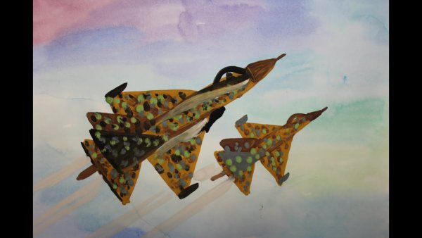 Самолет гуашью