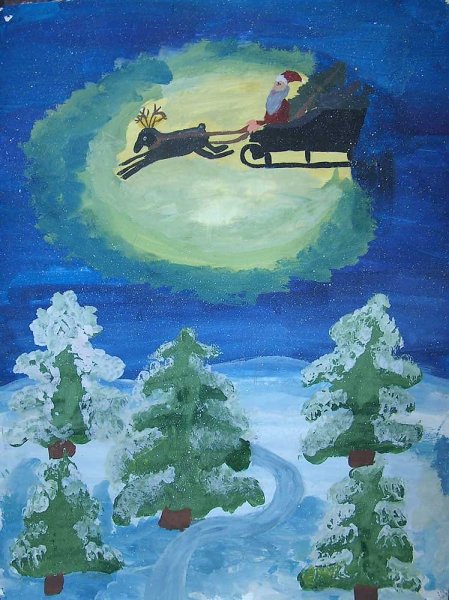 Новогодняя сказка гуашью