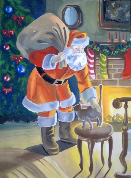 Новогодние рисунки гуашью