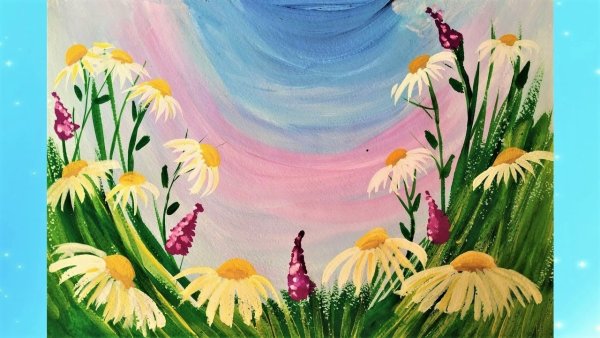 Полевые цветы гуашью для детей