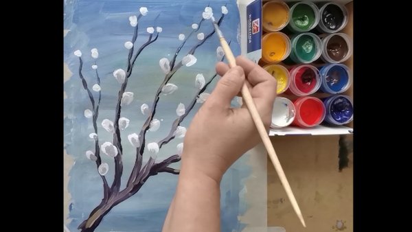 Верба рисунок гуашью