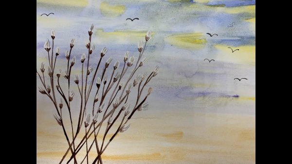 Весенняя акварель и Вербное воскресенье рисунки детей 2 класс