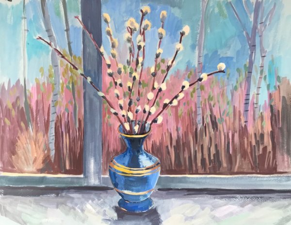 Весенние птицы живопись