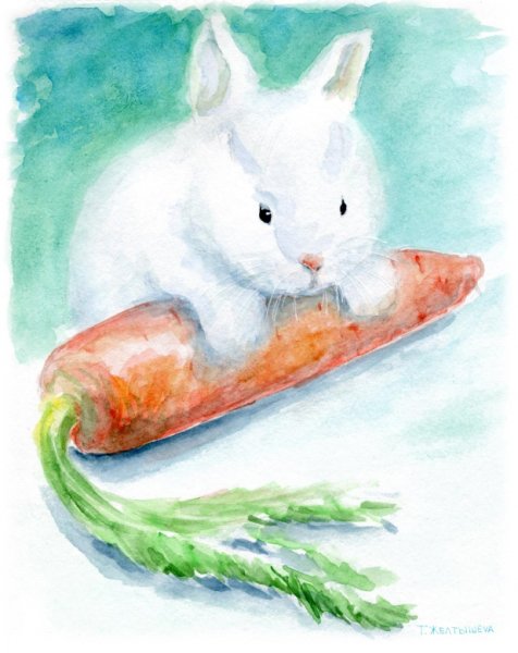 Заяц красками для детей
