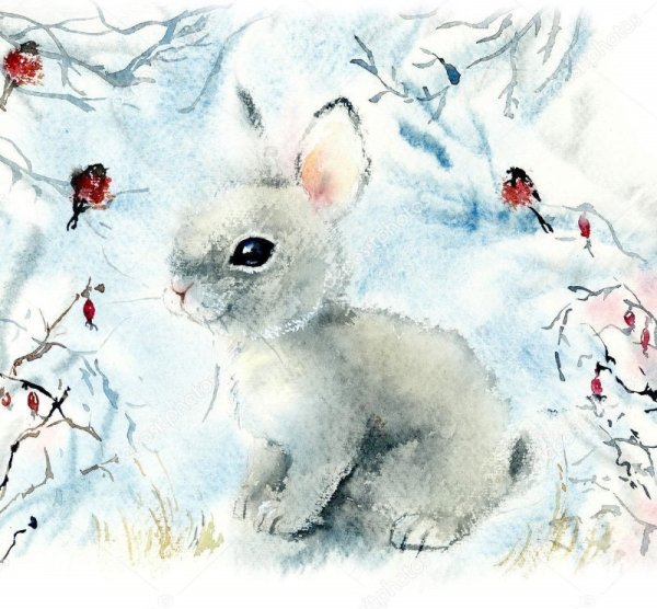 Аппликация заяц зимой