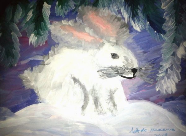 Рисование заяц зимой старшая группа