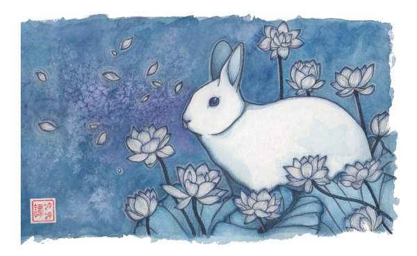 Снежный заяц живопись