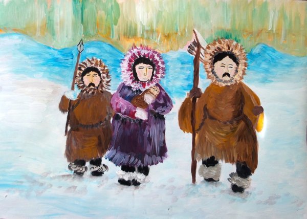 Живопись семья эскимоса