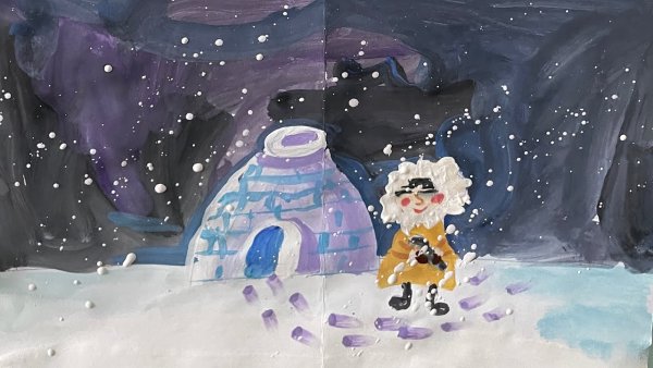 Иглу рисунок гуашь