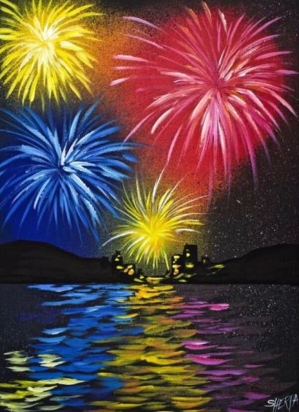 Салют гуашью