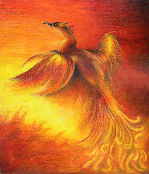 Птица Феникс живопись