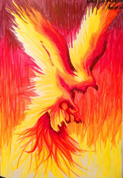 Феникс гуашью