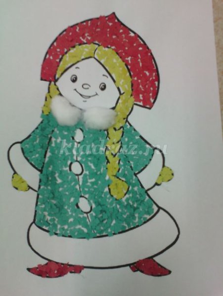 Снегурочка аппликация из цветной бумаги