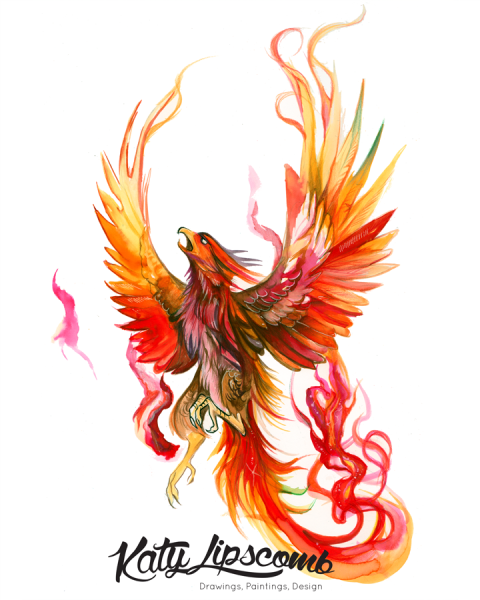 Тату Феникс цветной