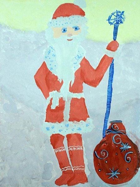 Дед Мороз гуашью