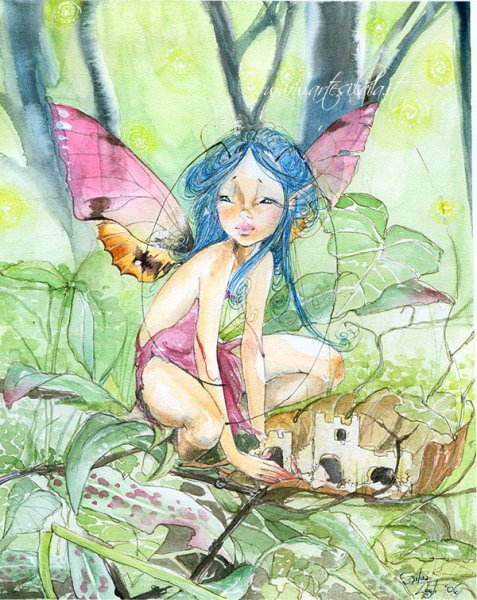 Русалка акварель