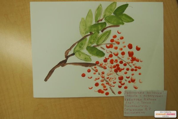 Ветка рябины гуашью для начинающих