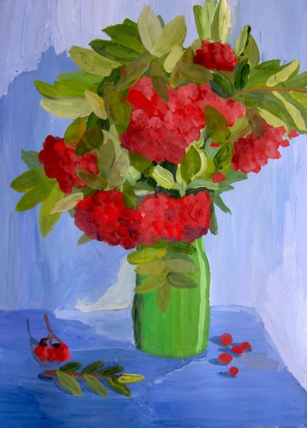 Осенний натюрморт для детей с рябиной