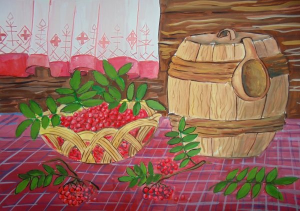 Рябина рисунок гуашью