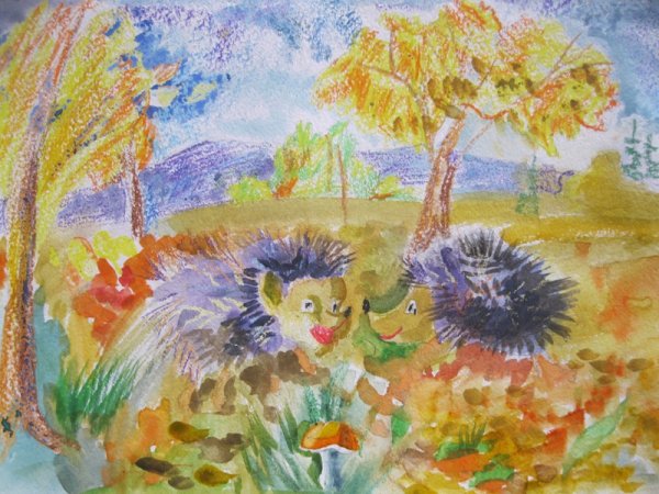 Ежик осенью для детей