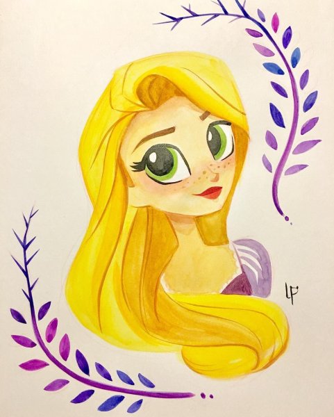 Принцесса Рапунцель для срисовки